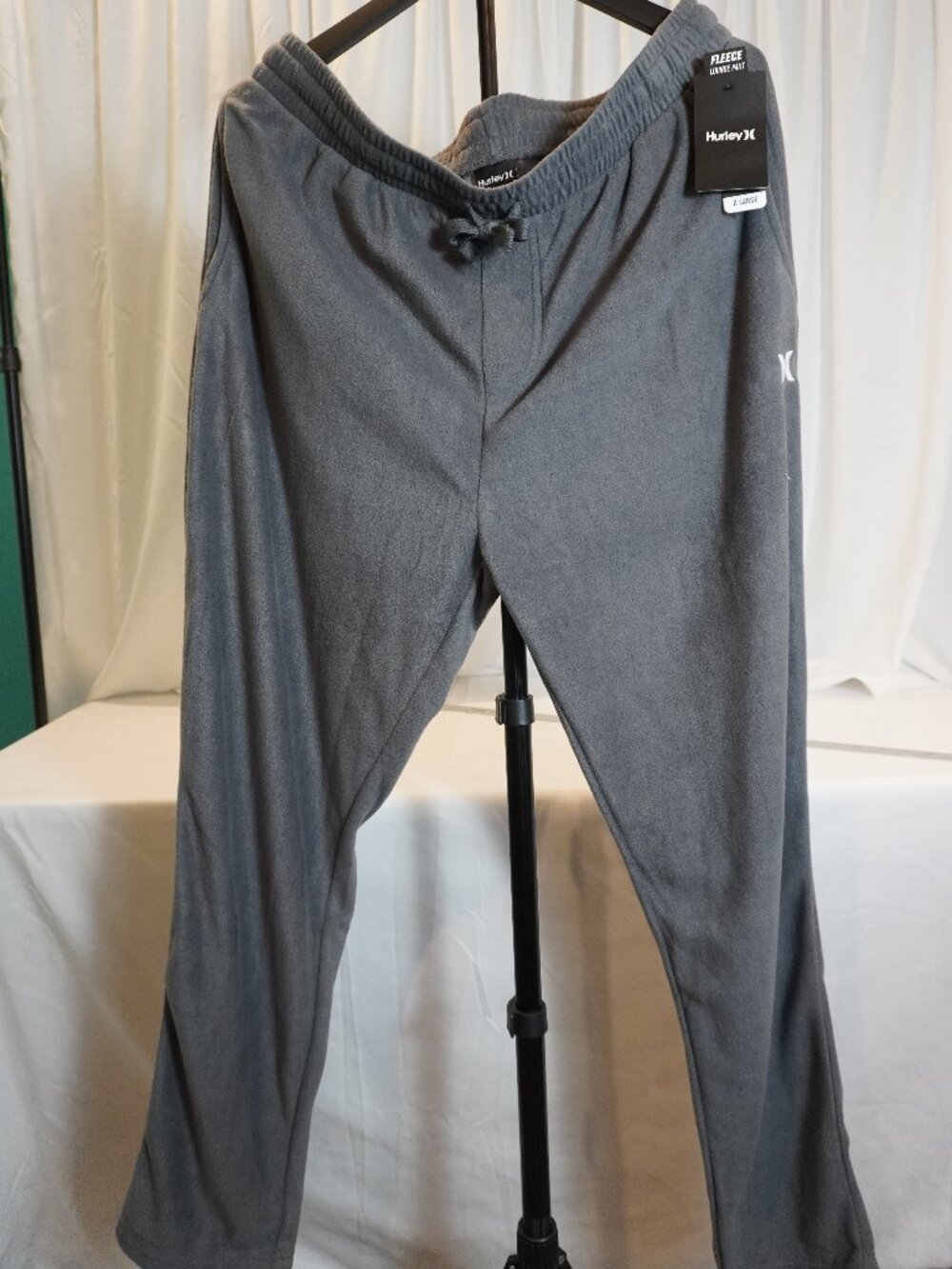 Hurley Fleece Lounge Pants Gray XL NWT Sweatpants Drawstring Comfort